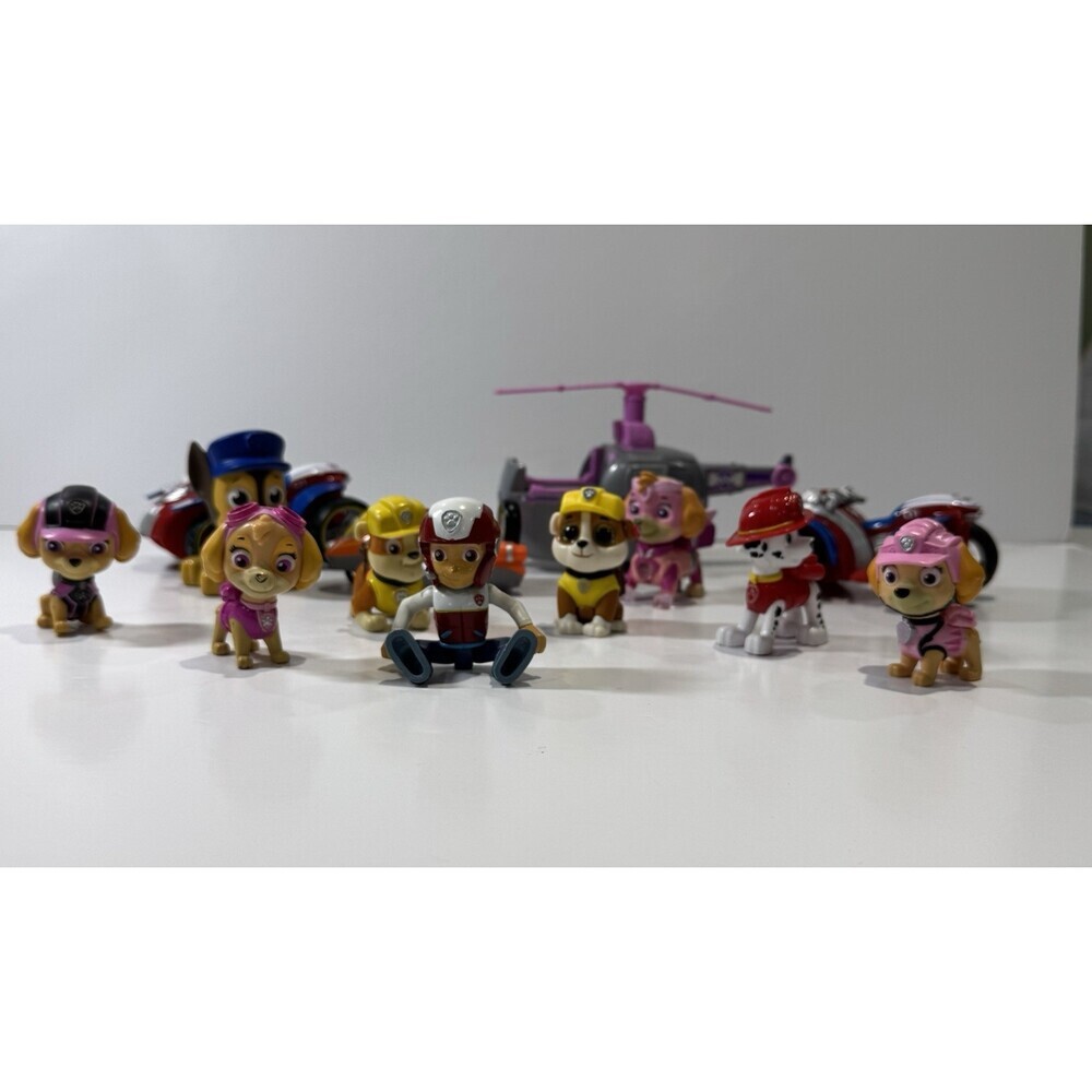 Paw Patrol Lot of 13 Figures Vehicles Toys Skye Ryder Marshall Rubble Spinmaster - Picture 4 of 8